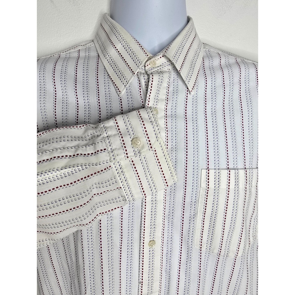 Vintage Yves Saint Laurent Shirt Mens 15.5 32-33 Geometric Button YSL White LS